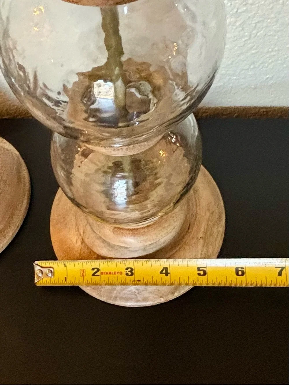 Pier 1 Natural Wood and Clear Glass Pillar Candle Holders - Pair